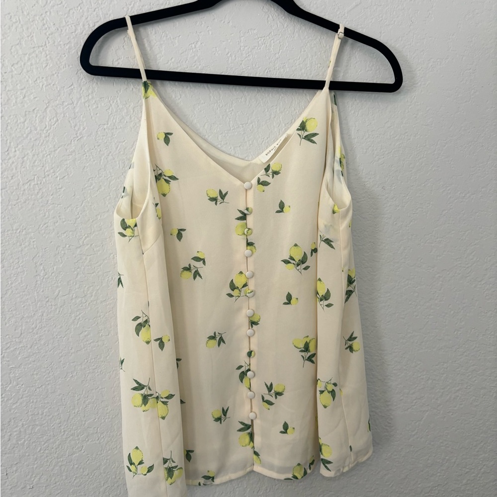 Sophie Rue Cream Lemon Buttoned Sleeveless Camisole - Picture 3 of 6